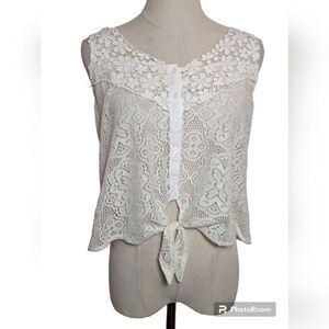 Kimchi Blue White Lace Tie Top